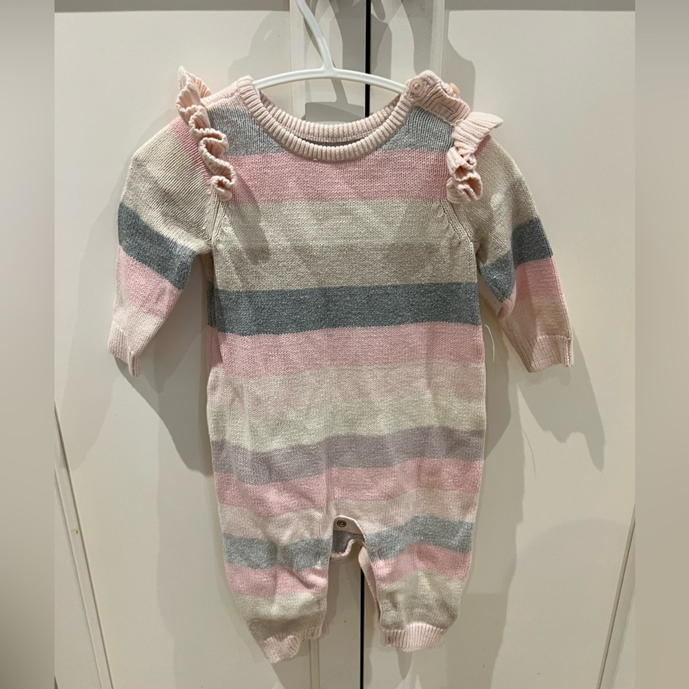 Baby gap 3-6m Striped Pink and Gray Kids One Piece
